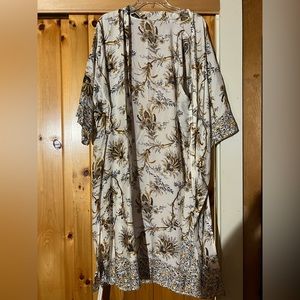 Navy blue and gold long kimono